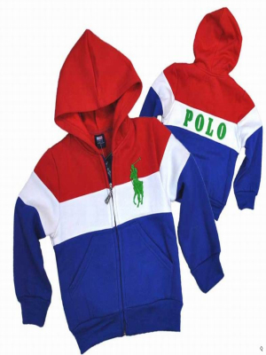 Kids polo hoodie red three color style - Click Image to Close